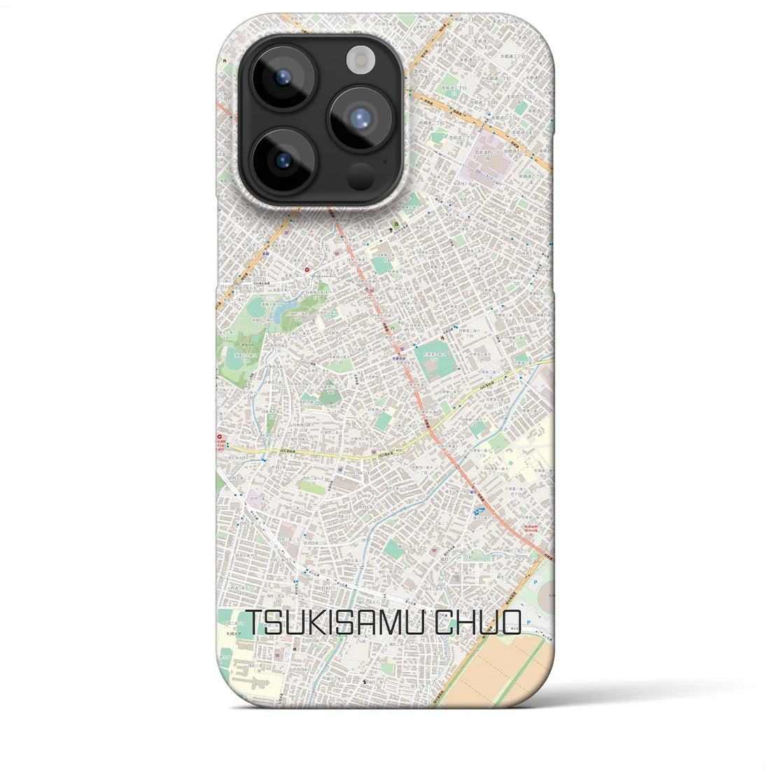 【月寒中央】地図柄iPhoneケース（バックカバータイプ・ナチュラル）iPhone 15 Pro Max 用