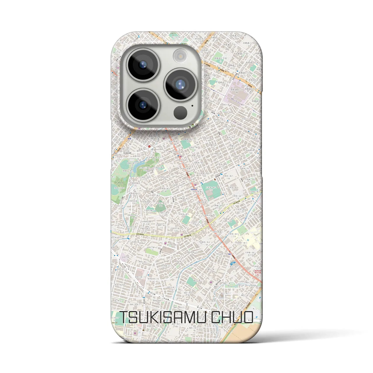 【月寒中央】地図柄iPhoneケース（バックカバータイプ・ナチュラル）iPhone 15 Pro 用