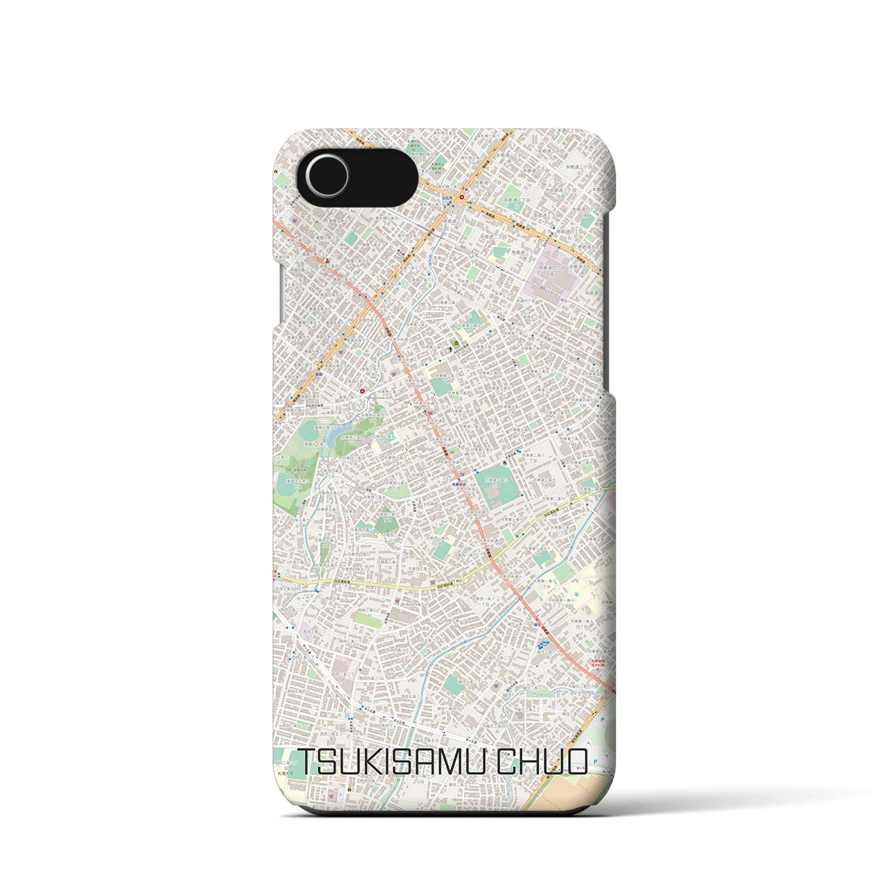 【月寒中央】地図柄iPhoneケース（バックカバータイプ・ナチュラル）iPhone SE（第3 / 第2世代） / 8 / 7 / 6s / 6 用