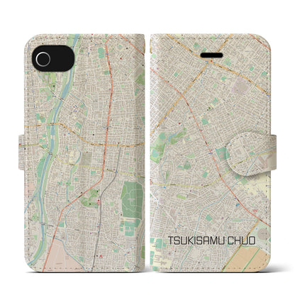 【月寒中央（北海道）】地図柄iPhoneケース（手帳タイプ）ナチュラル・iPhone SE（第3 / 第2世代） / 8 / 7 / 6s / 6 用