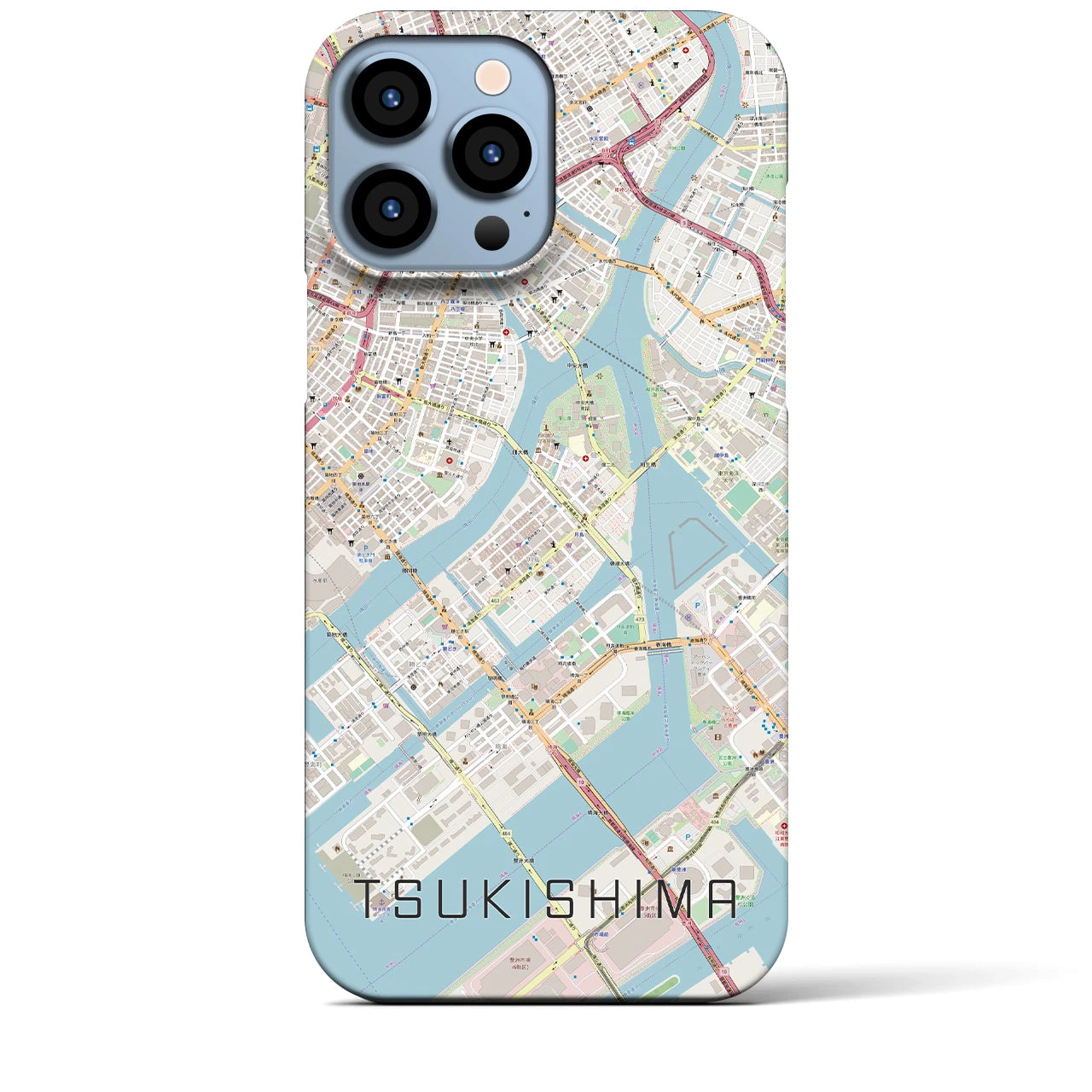 【月島】地図柄iPhoneケース（バックカバータイプ・ナチュラル）iPhone 13 Pro Max 用