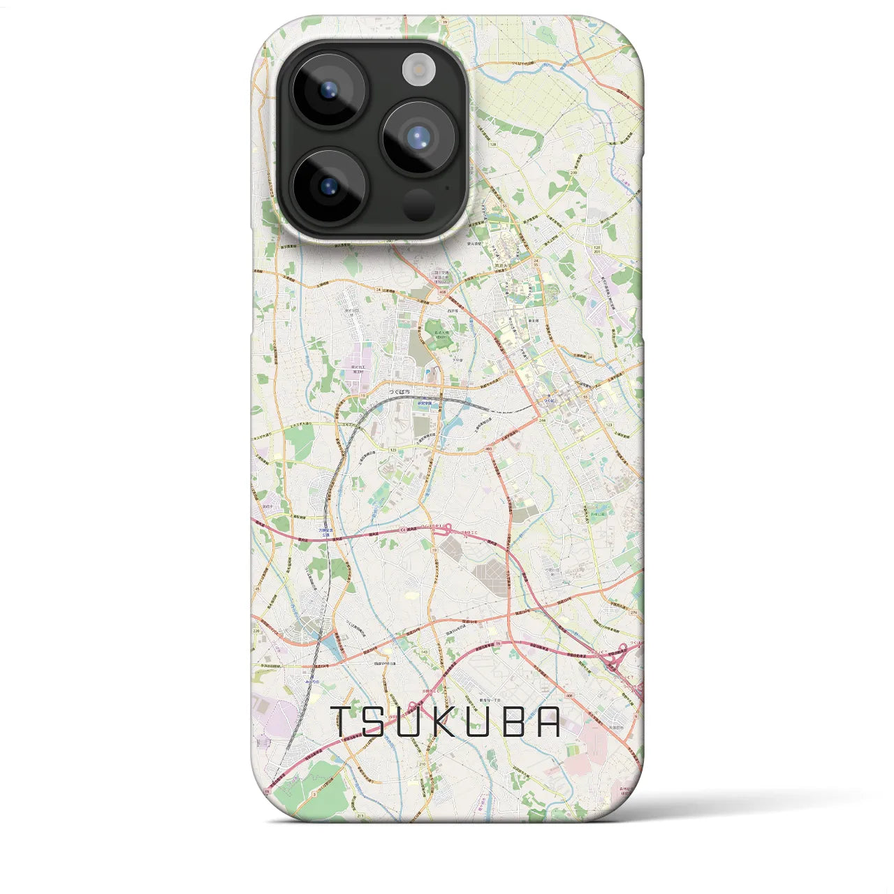 【つくば】地図柄iPhoneケース（バックカバータイプ・ナチュラル）iPhone 15 Pro Max 用