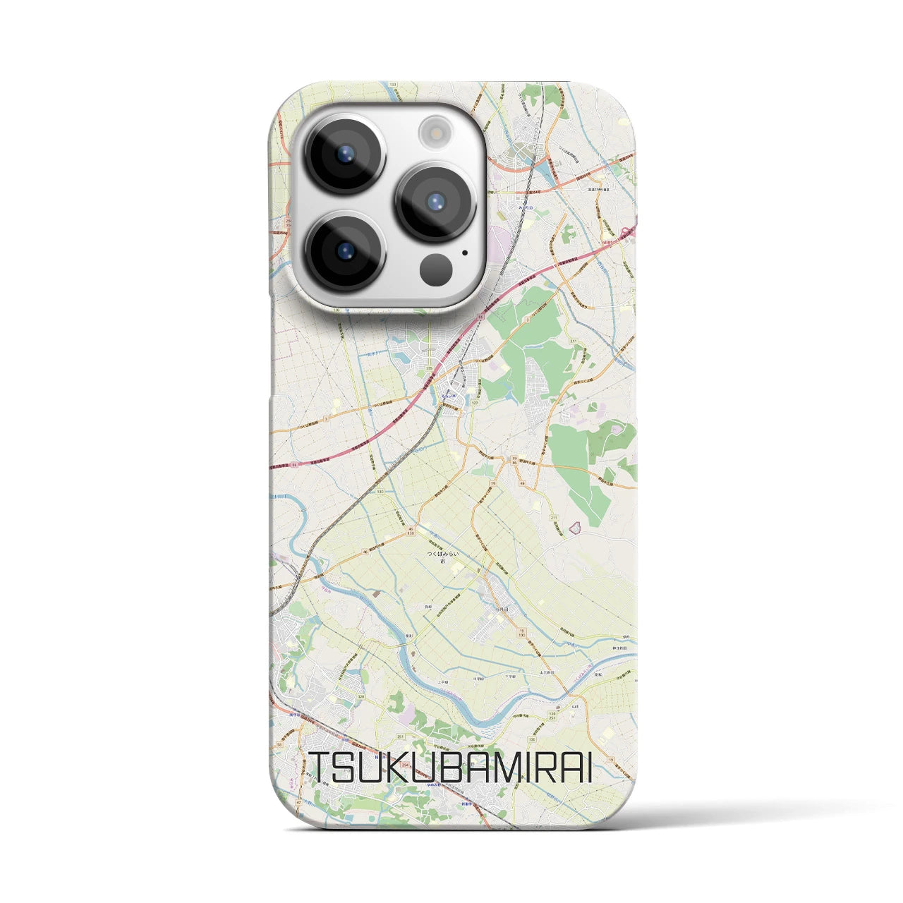 【つくばみらい】地図柄iPhoneケース（バックカバータイプ・ナチュラル）iPhone 14 Pro 用