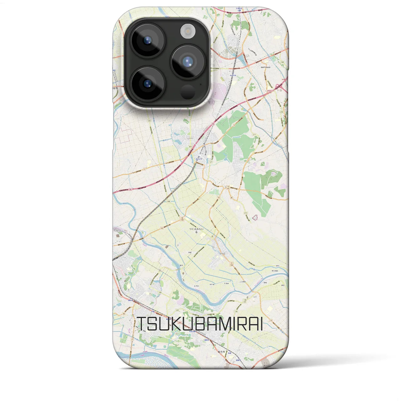 【つくばみらい】地図柄iPhoneケース（バックカバータイプ・ナチュラル）iPhone 15 Pro Max 用