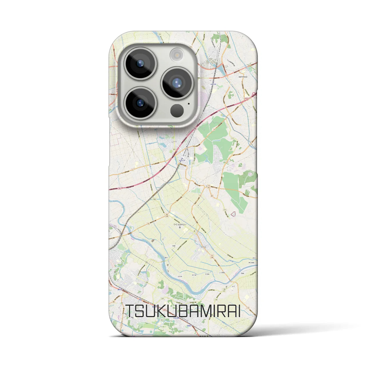 【つくばみらい】地図柄iPhoneケース（バックカバータイプ・ナチュラル）iPhone 15 Pro 用