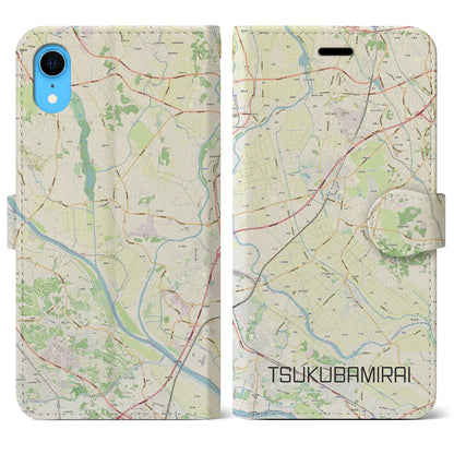 【つくばみらい（茨城県）】地図柄iPhoneケース（手帳タイプ）ナチュラル・iPhone XR 用