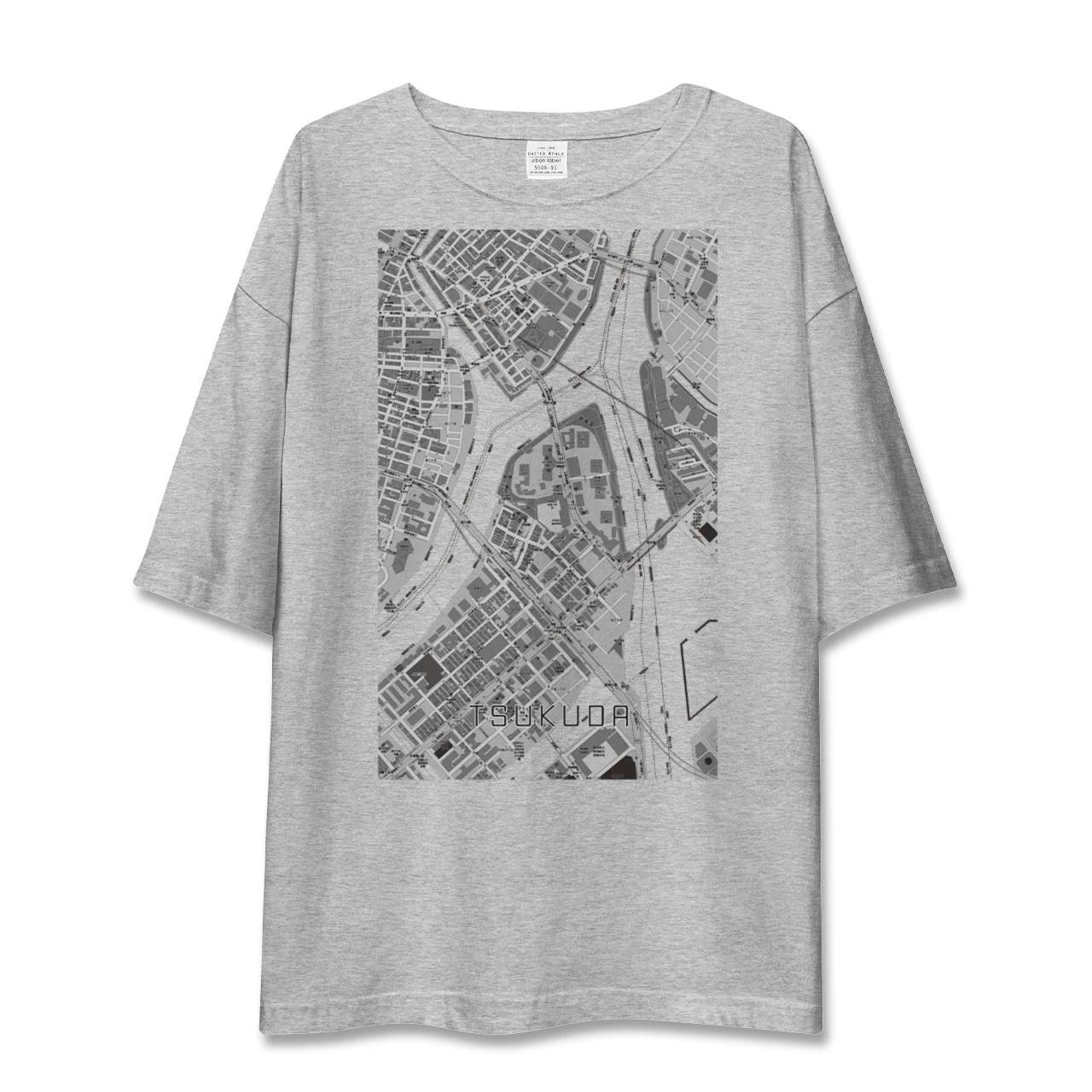 【佃（東京都）】地図柄ビッグシルエットTシャツ