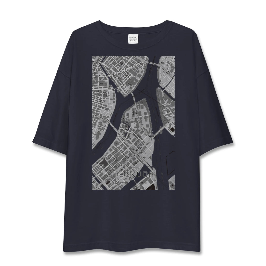 【佃（東京都）】地図柄ビッグシルエットTシャツ