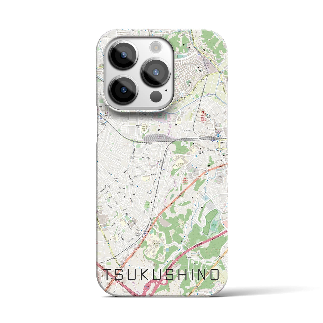 【つくし野】地図柄iPhoneケース（バックカバータイプ・ナチュラル）iPhone 14 Pro 用