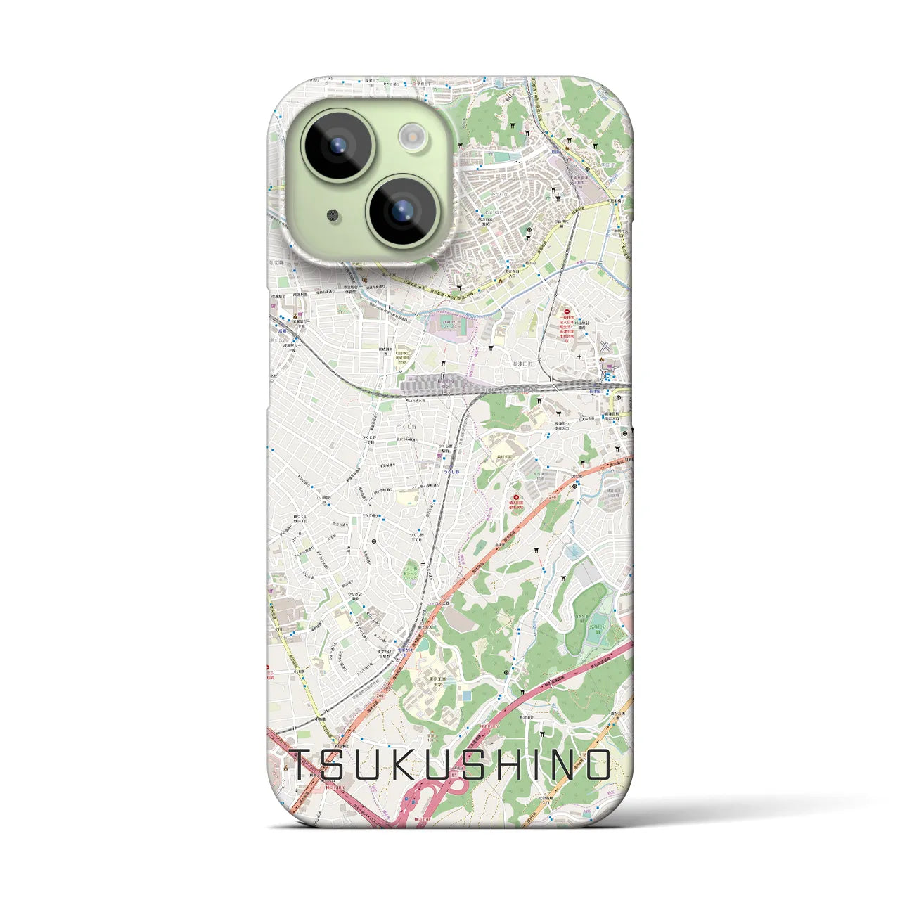 【つくし野】地図柄iPhoneケース（バックカバータイプ・ナチュラル）iPhone 15 用