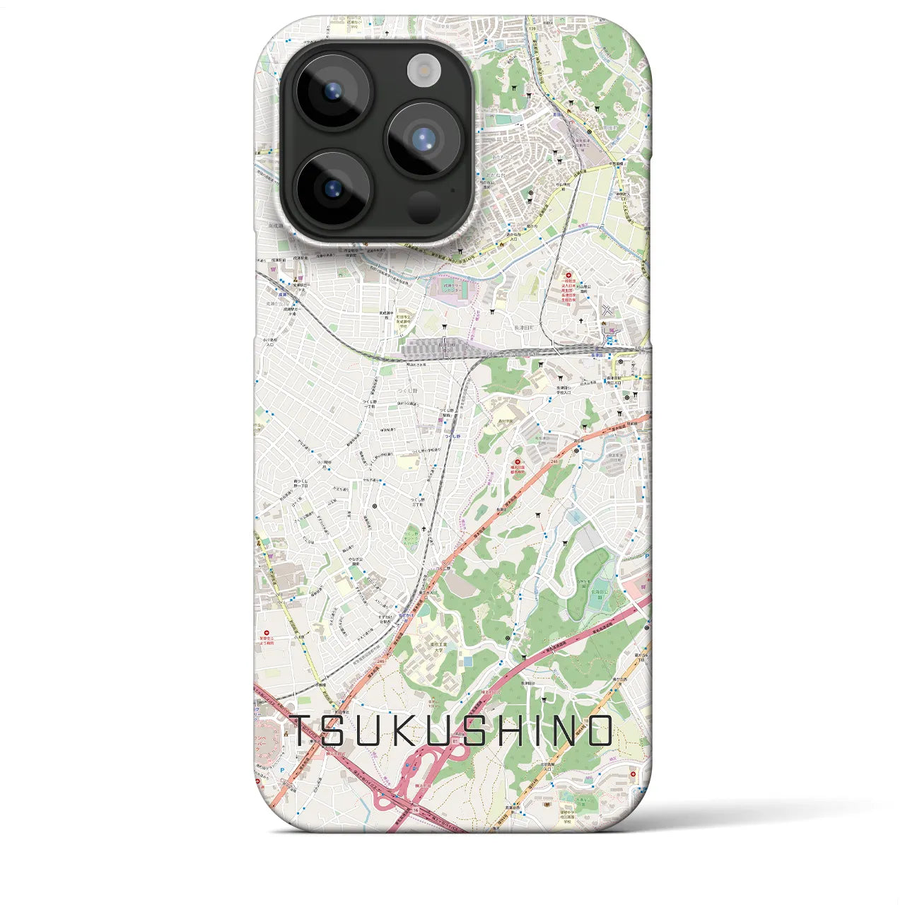 【つくし野】地図柄iPhoneケース（バックカバータイプ・ナチュラル）iPhone 15 Pro Max 用