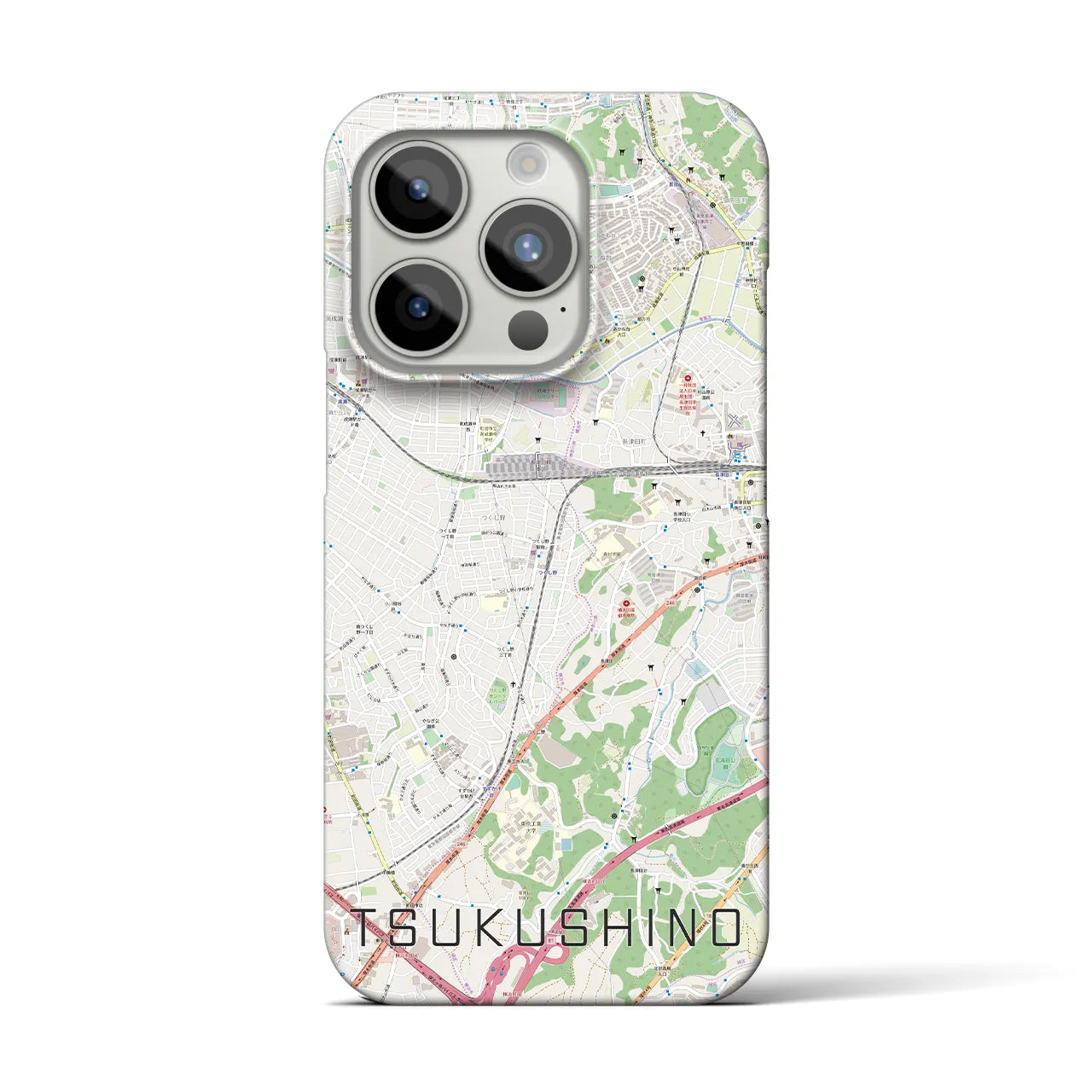 【つくし野】地図柄iPhoneケース（バックカバータイプ・ナチュラル）iPhone 15 Pro 用