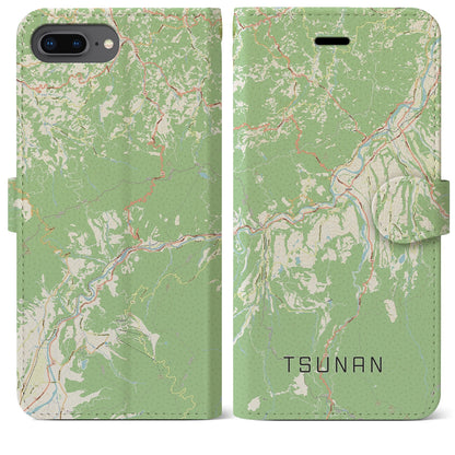 【津南（新潟県）】地図柄iPhoneケース（手帳タイプ）ナチュラル・iPhone 8Plus /7Plus / 6sPlus / 6Plus 用
