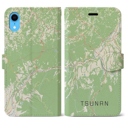 【津南（新潟県）】地図柄iPhoneケース（手帳タイプ）ナチュラル・iPhone XR 用