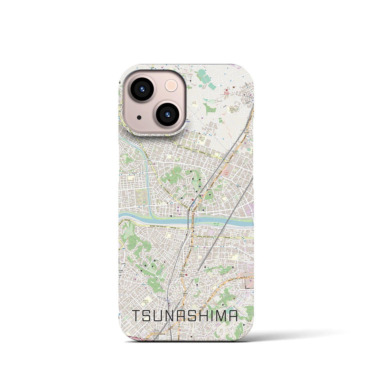 【綱島】地図柄iPhoneケース（バックカバータイプ・ナチュラル）iPhone 13 mini 用