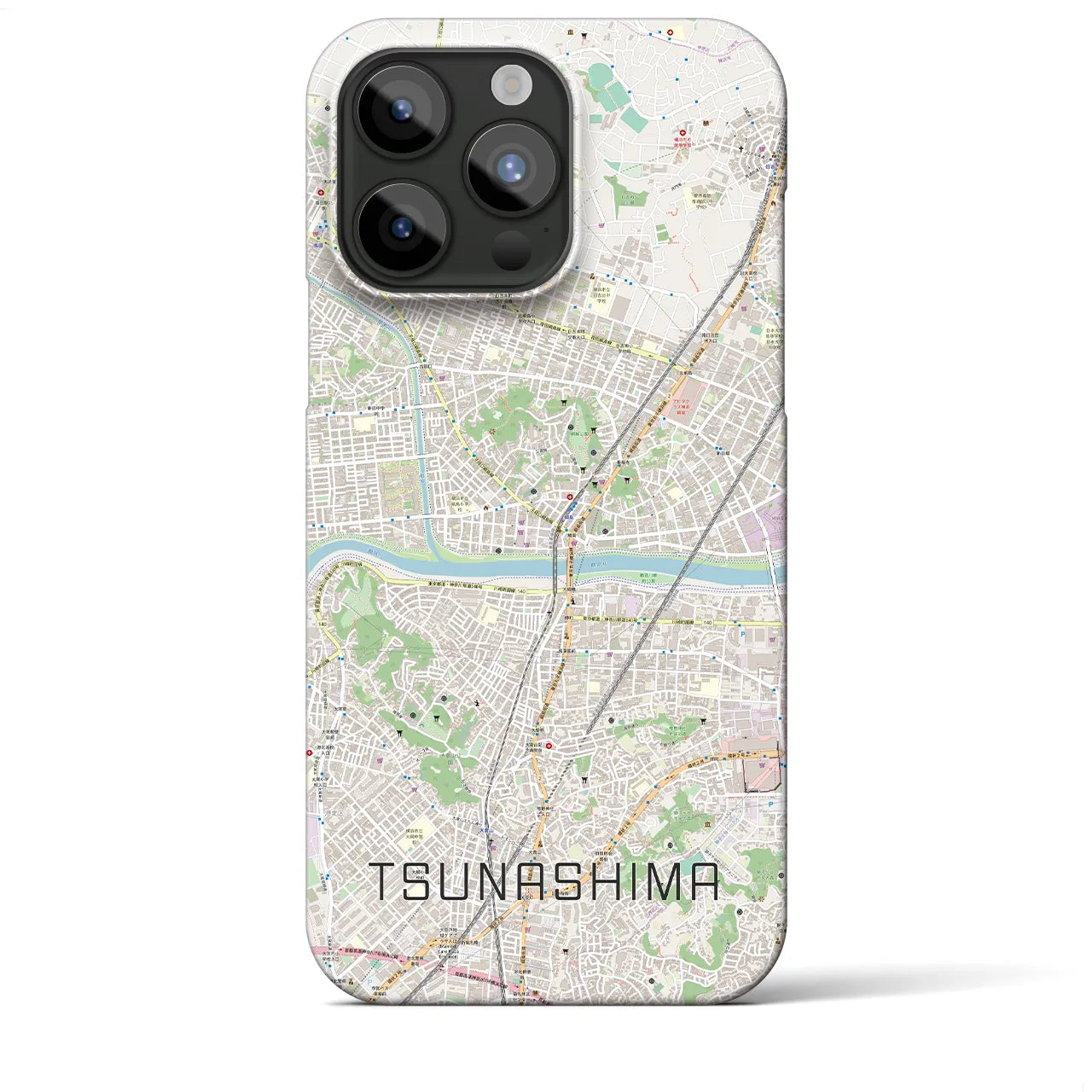 【綱島】地図柄iPhoneケース（バックカバータイプ・ナチュラル）iPhone 15 Pro Max 用