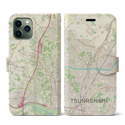 【綱島（神奈川県）】地図柄iPhoneケース（手帳タイプ）ナチュラル・iPhone 11 Pro 用