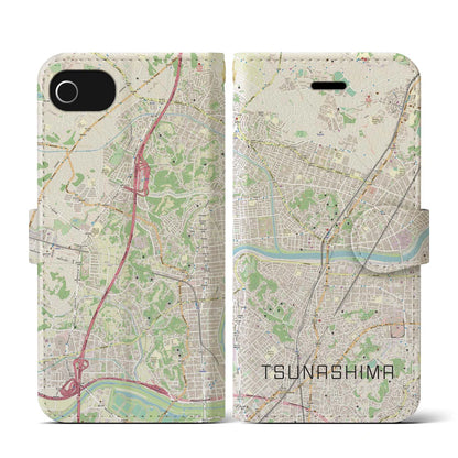 【綱島（神奈川県）】地図柄iPhoneケース（手帳タイプ）ナチュラル・iPhone SE（第3 / 第2世代） / 8 / 7 / 6s / 6 用