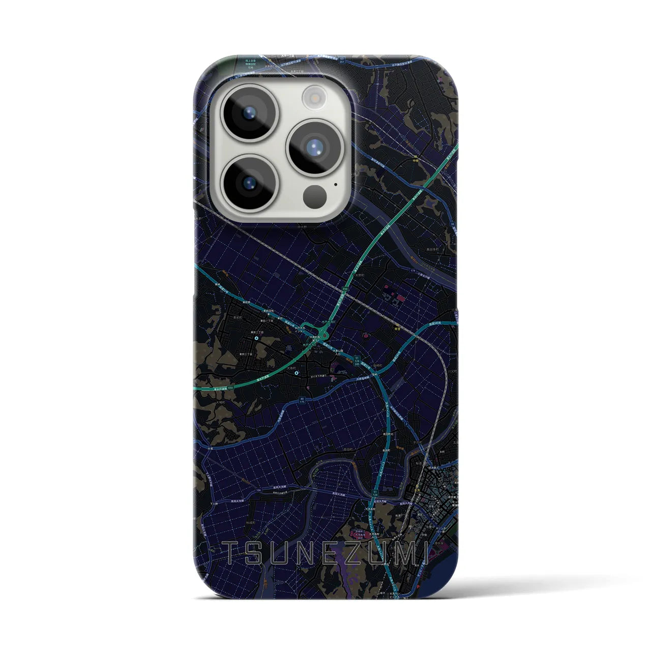 【常澄】地図柄iPhoneケース（バックカバータイプ・ブラック）iPhone 15 Pro 用