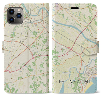 【常澄（茨城県）】地図柄iPhoneケース（手帳タイプ）ナチュラル・iPhone 11 Pro Max 用