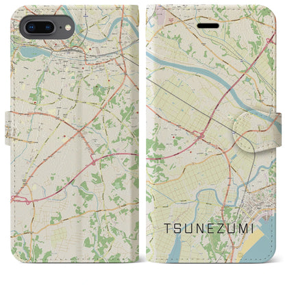 【常澄（茨城県）】地図柄iPhoneケース（手帳タイプ）ナチュラル・iPhone 8Plus /7Plus / 6sPlus / 6Plus 用