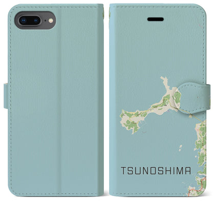 【角島（山口県）】地図柄iPhoneケース（手帳タイプ）ナチュラル・iPhone 8Plus /7Plus / 6sPlus / 6Plus 用