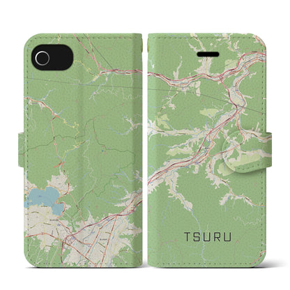 【都留（山梨県）】地図柄iPhoneケース（手帳タイプ）ナチュラル・iPhone SE（第3 / 第2世代） / 8 / 7 / 6s / 6 用