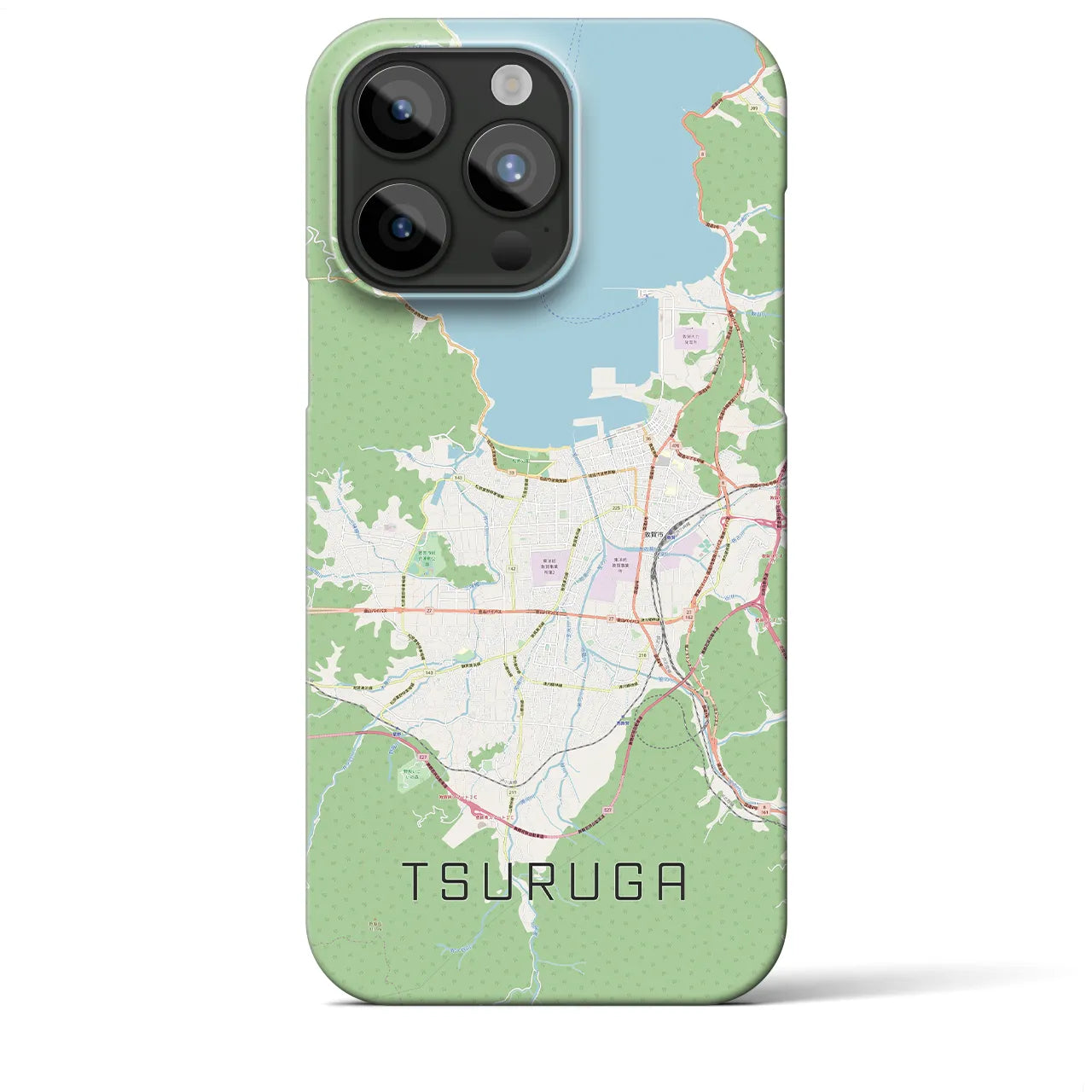 【敦賀】地図柄iPhoneケース（バックカバータイプ・ナチュラル）iPhone 15 Pro Max 用