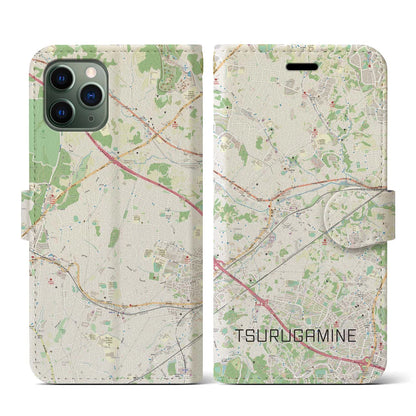 【鶴ヶ峰（神奈川県）】地図柄iPhoneケース（手帳タイプ）ナチュラル・iPhone 11 Pro 用