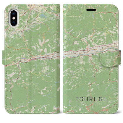 【つるぎ（徳島県）】地図柄iPhoneケース（手帳タイプ）ナチュラル・iPhone XS Max 用