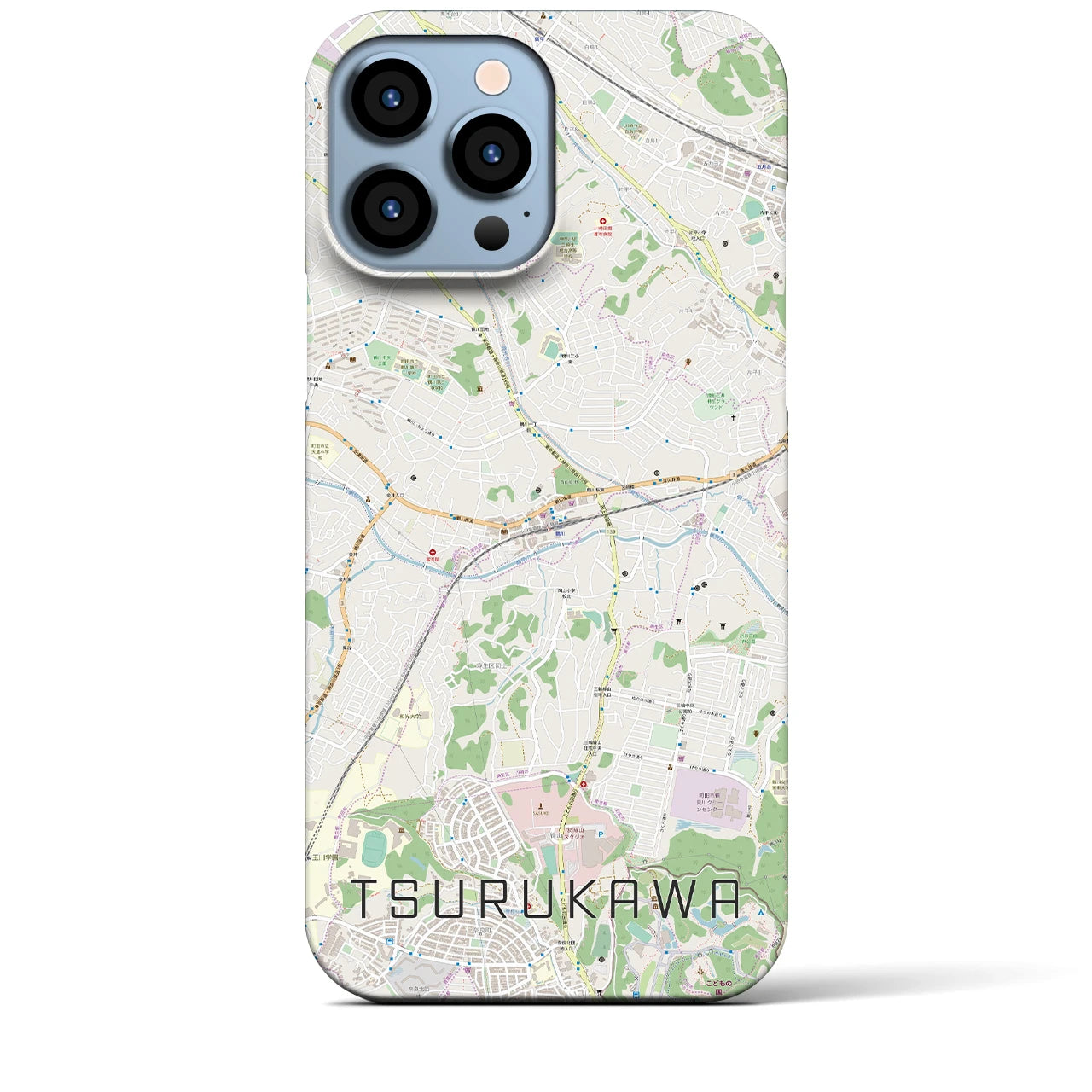【鶴川】地図柄iPhoneケース（バックカバータイプ・ナチュラル）iPhone 13 Pro Max 用