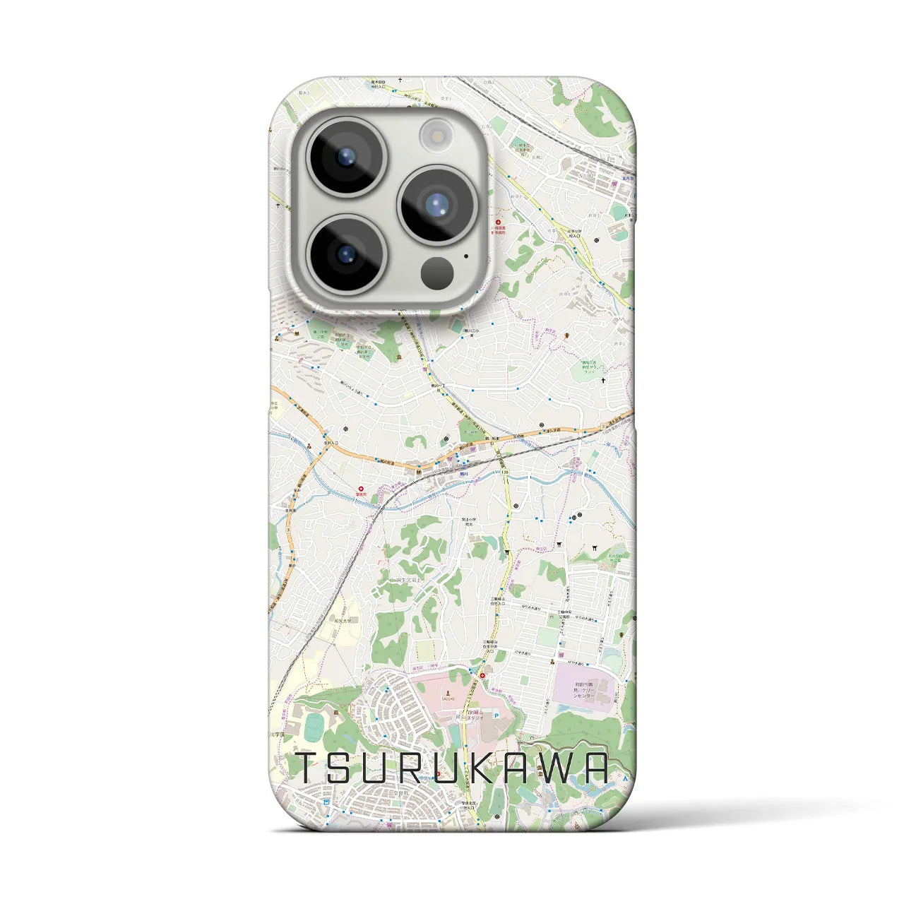 【鶴川】地図柄iPhoneケース（バックカバータイプ・ナチュラル）iPhone 15 Pro 用