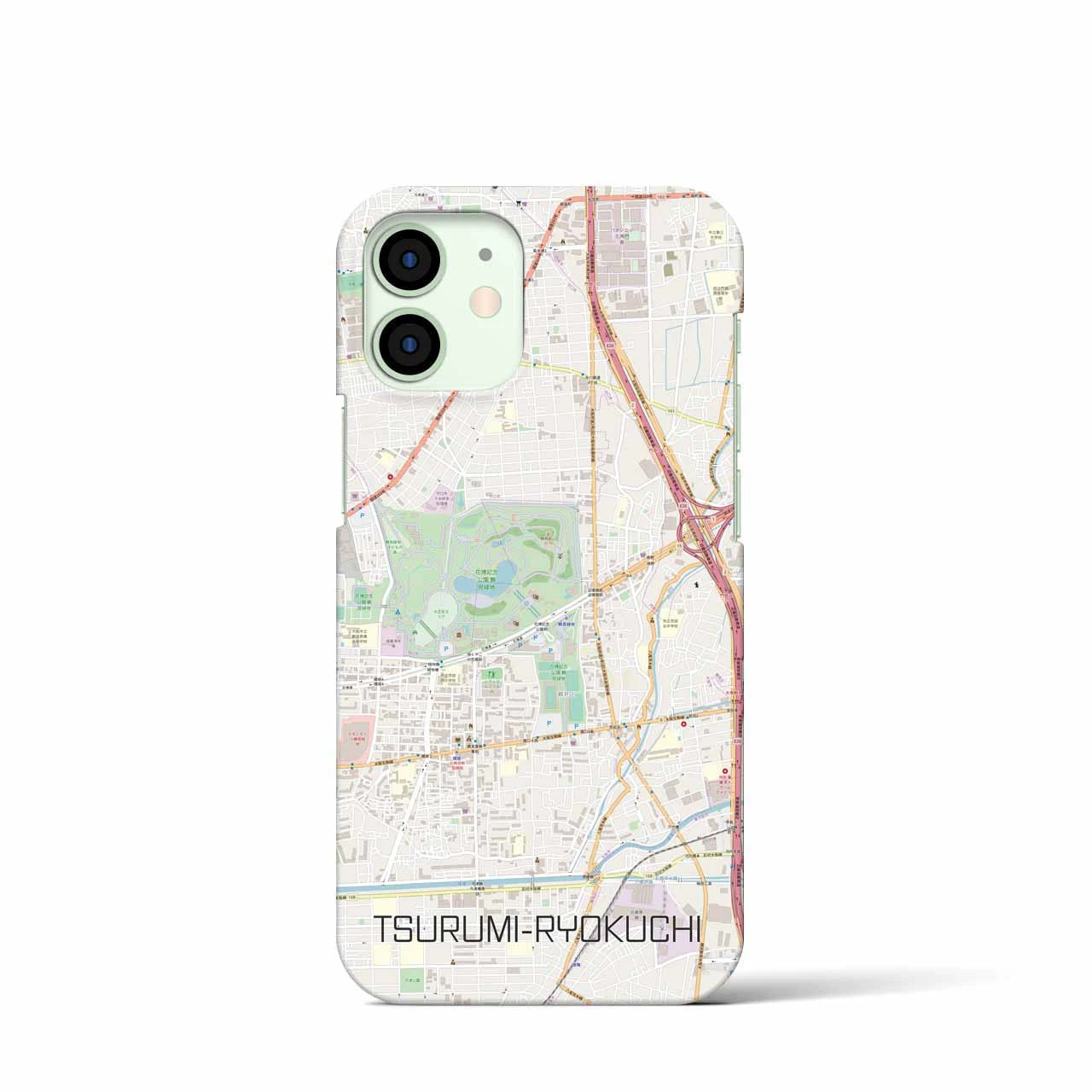 【鶴見緑地】地図柄iPhoneケース（バックカバータイプ・ナチュラル）iPhone 12 mini 用