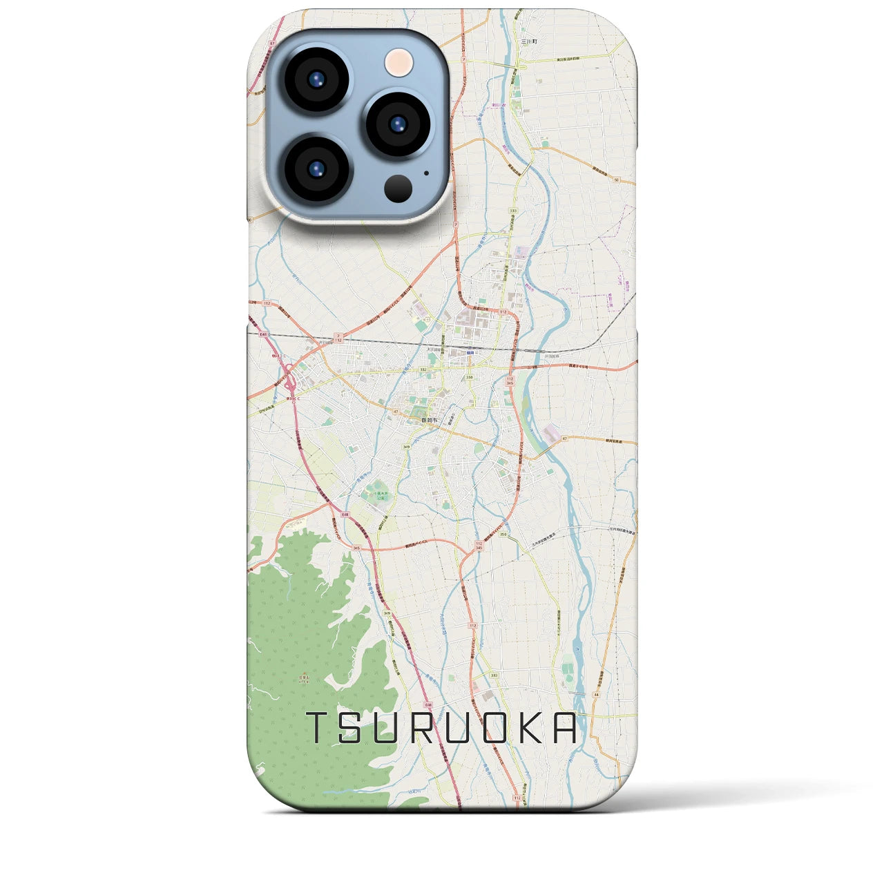 【鶴岡】地図柄iPhoneケース（バックカバータイプ・ナチュラル）iPhone 13 Pro Max 用