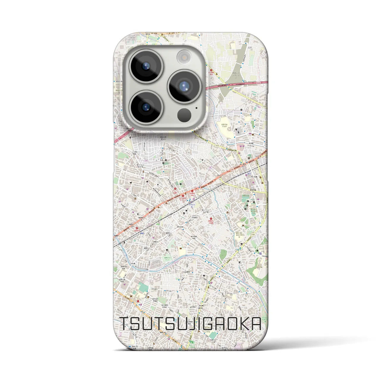 【つつじヶ丘】地図柄iPhoneケース（バックカバータイプ・ナチュラル）iPhone 15 Pro 用