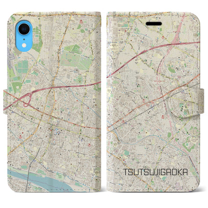 【つつじヶ丘（東京都）】地図柄iPhoneケース（手帳タイプ）ナチュラル・iPhone XR 用