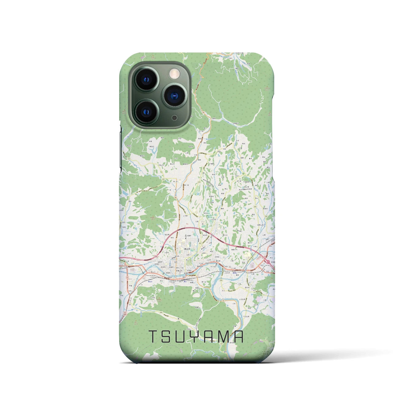 【津山】地図柄iPhoneケース（バックカバータイプ・ナチュラル）iPhone 11 Pro 用