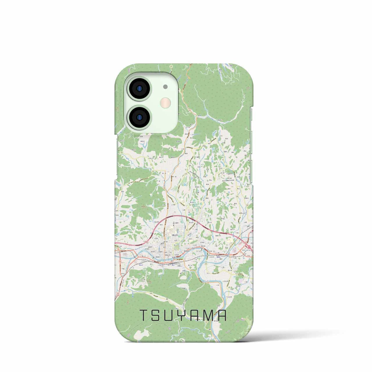 【津山】地図柄iPhoneケース（バックカバータイプ・ナチュラル）iPhone 12 mini 用