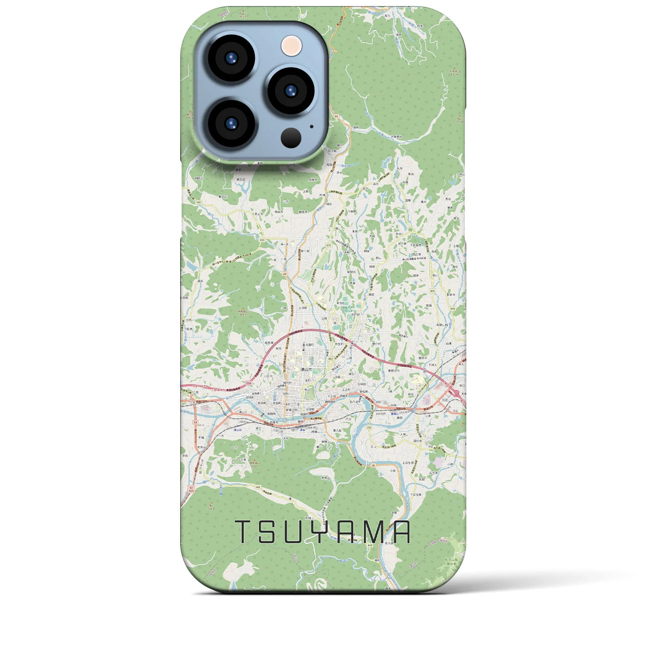 【津山】地図柄iPhoneケース（バックカバータイプ・ナチュラル）iPhone 13 Pro Max 用