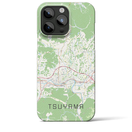 【津山】地図柄iPhoneケース（バックカバータイプ・ナチュラル）iPhone 15 Pro Max 用