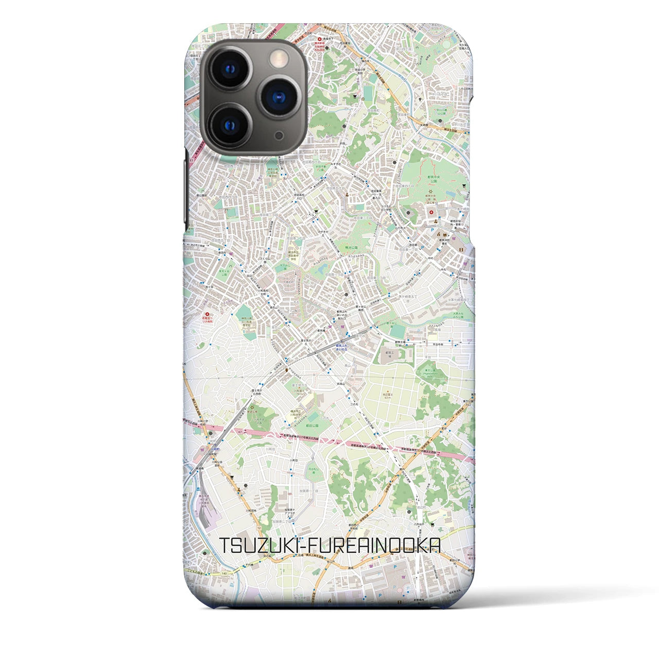 【都筑ふれあいの丘】地図柄iPhoneケース（バックカバータイプ・ナチュラル）iPhone 11 Pro Max 用