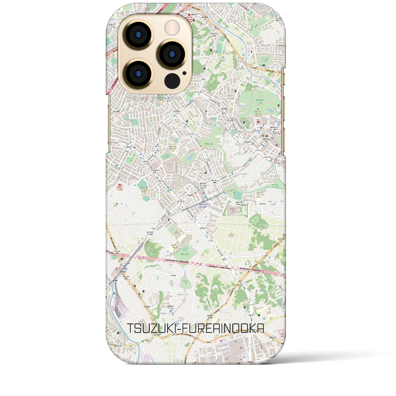 【都筑ふれあいの丘】地図柄iPhoneケース（バックカバータイプ・ナチュラル）iPhone 12 Pro Max 用