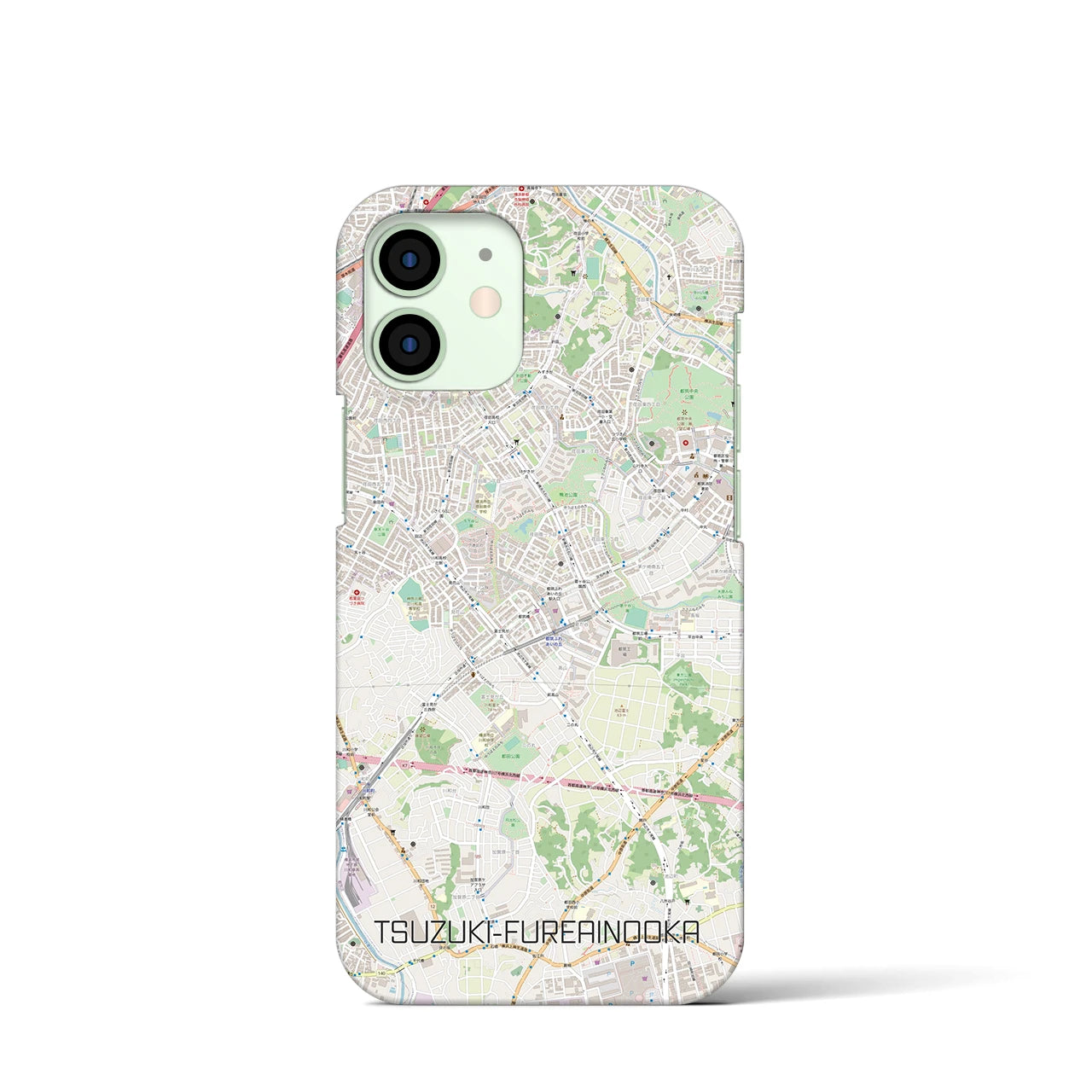【都筑ふれあいの丘】地図柄iPhoneケース（バックカバータイプ・ナチュラル）iPhone 12 mini 用