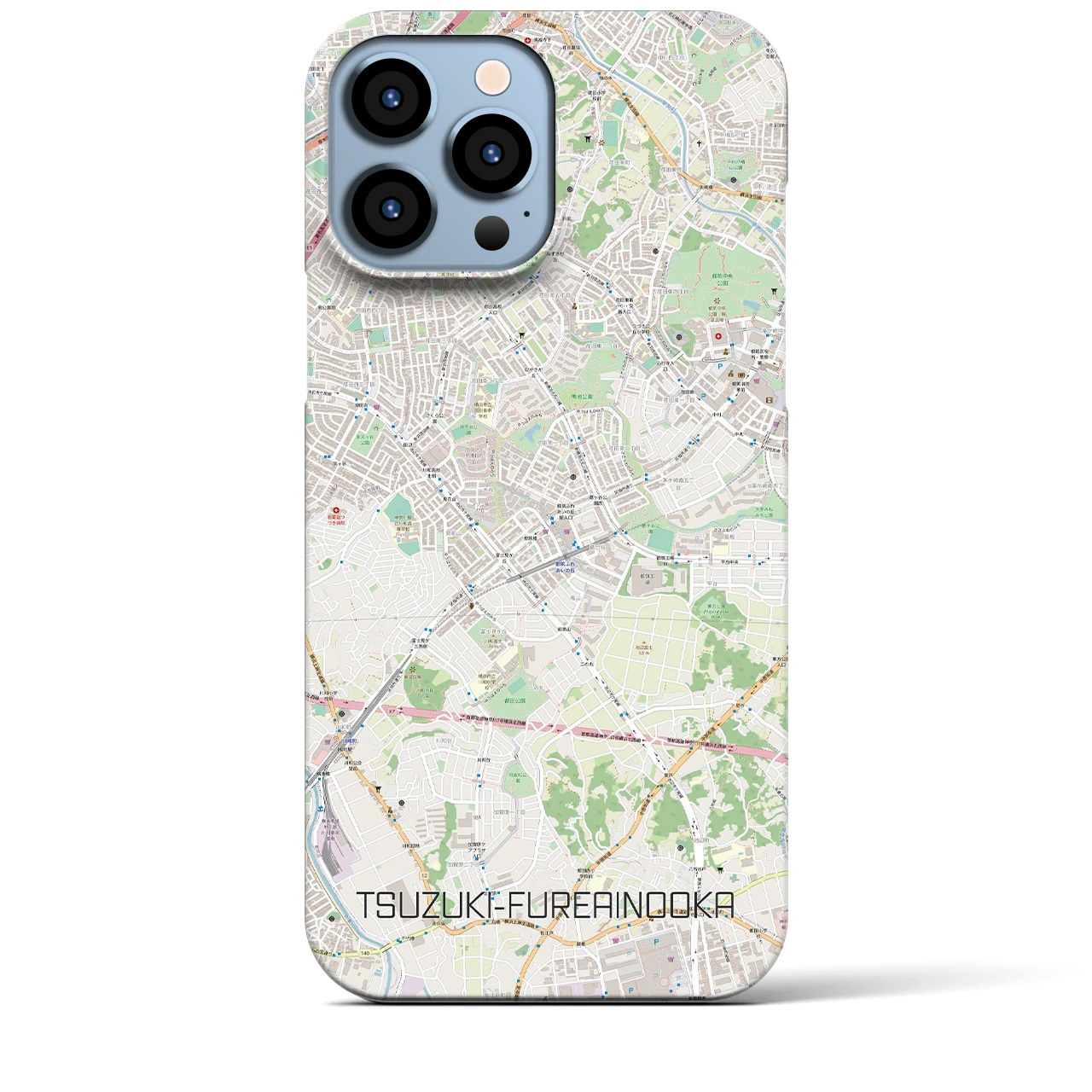 【都筑ふれあいの丘】地図柄iPhoneケース（バックカバータイプ・ナチュラル）iPhone 13 Pro Max 用
