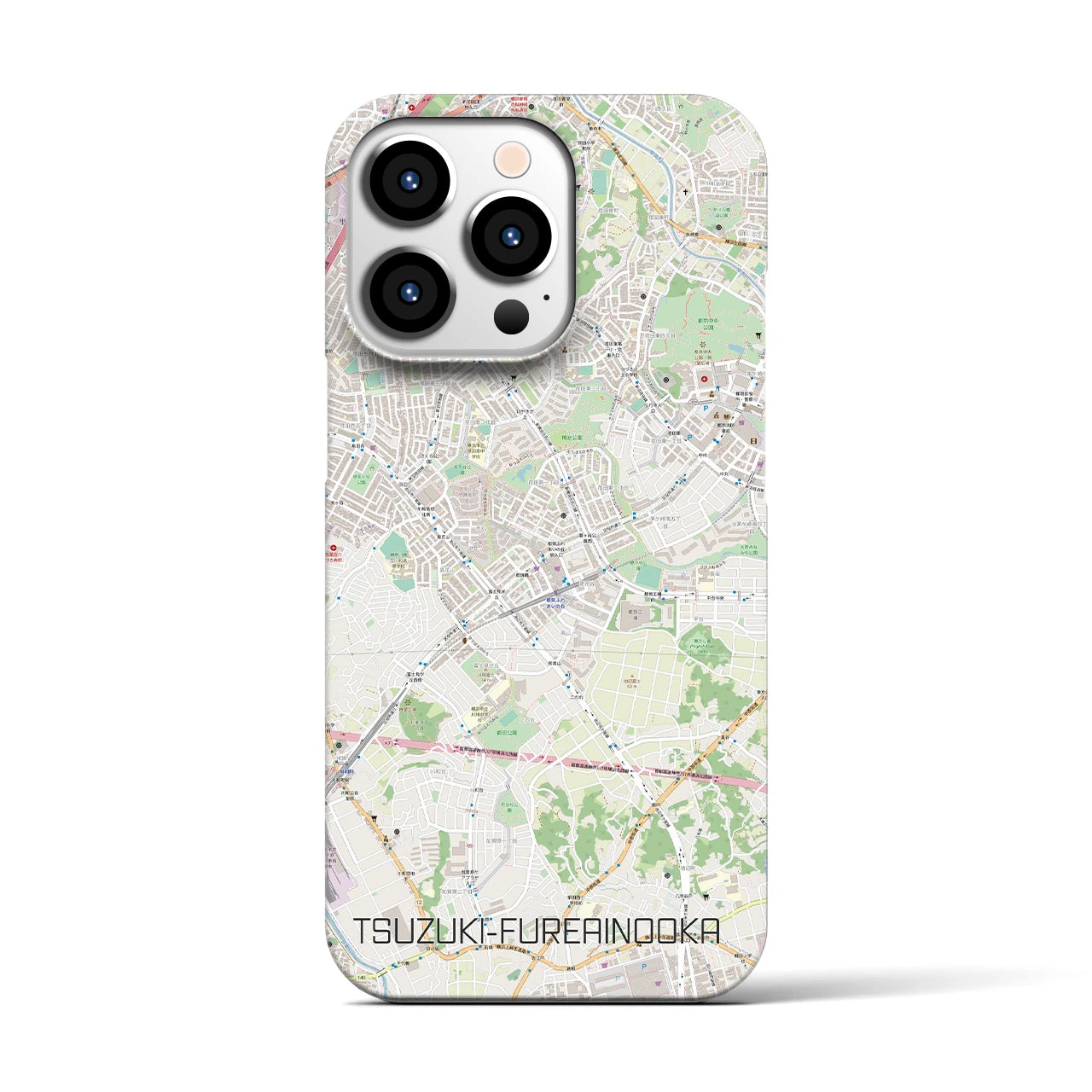 【都筑ふれあいの丘】地図柄iPhoneケース（バックカバータイプ・ナチュラル）iPhone 13 Pro 用