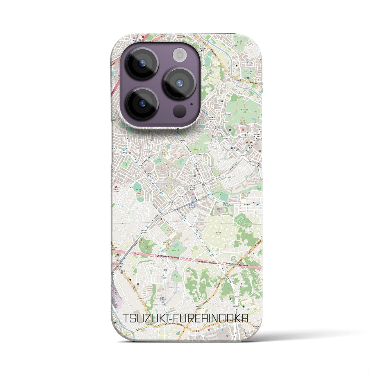 【都筑ふれあいの丘】地図柄iPhoneケース（バックカバータイプ・ナチュラル）iPhone 14 Pro 用