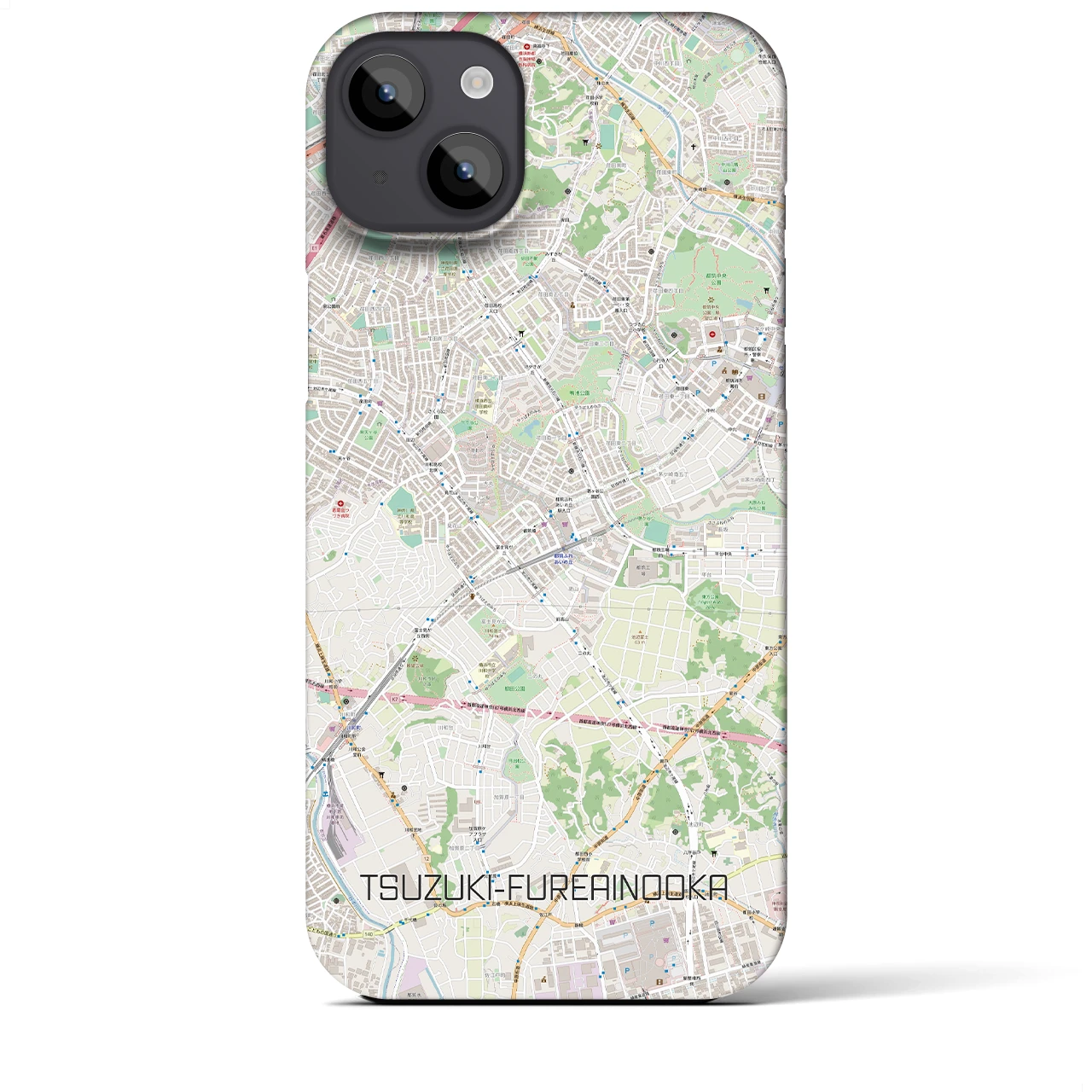 【都筑ふれあいの丘】地図柄iPhoneケース（バックカバータイプ・ナチュラル）iPhone 14 Plus 用
