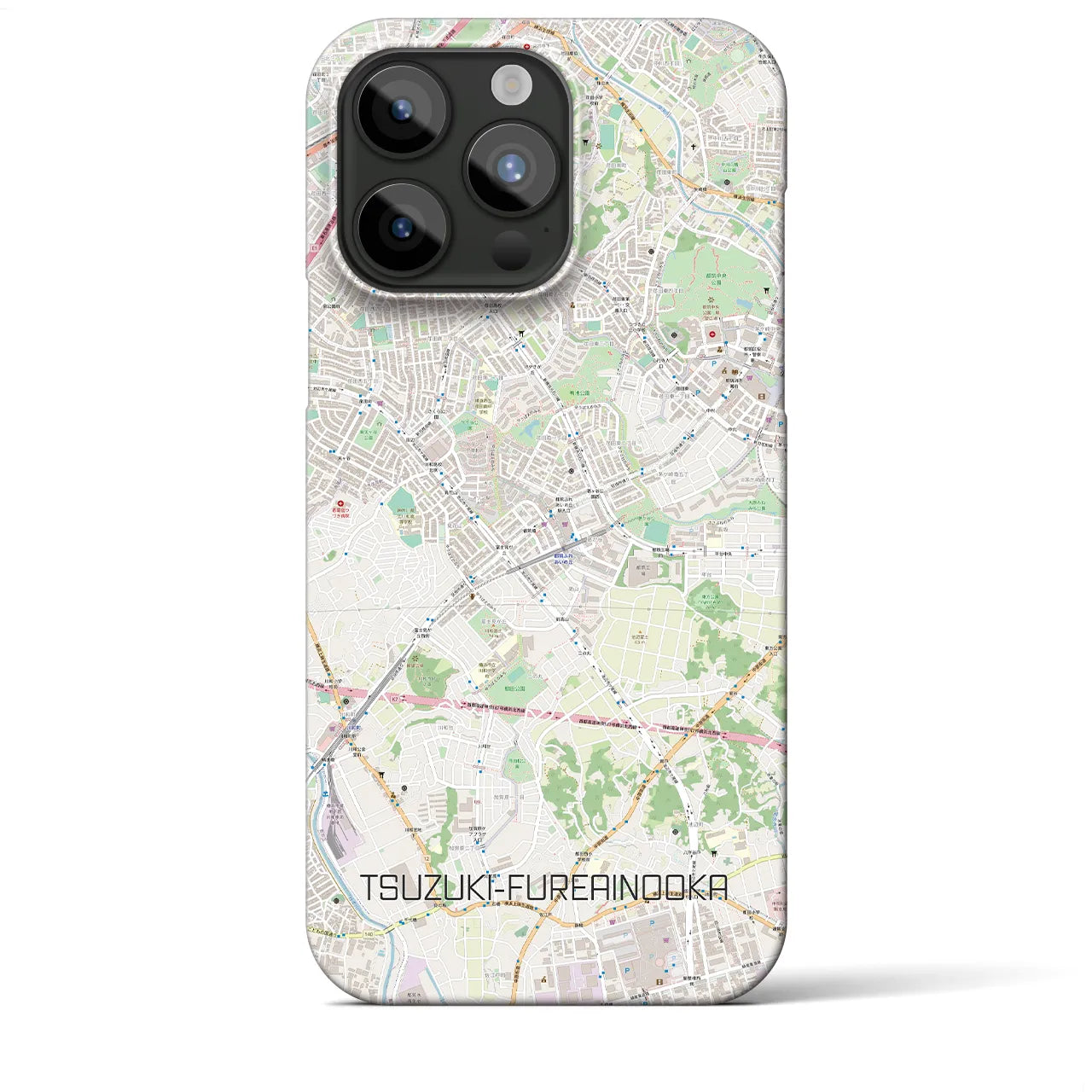 【都筑ふれあいの丘】地図柄iPhoneケース（バックカバータイプ・ナチュラル）iPhone 15 Pro Max 用