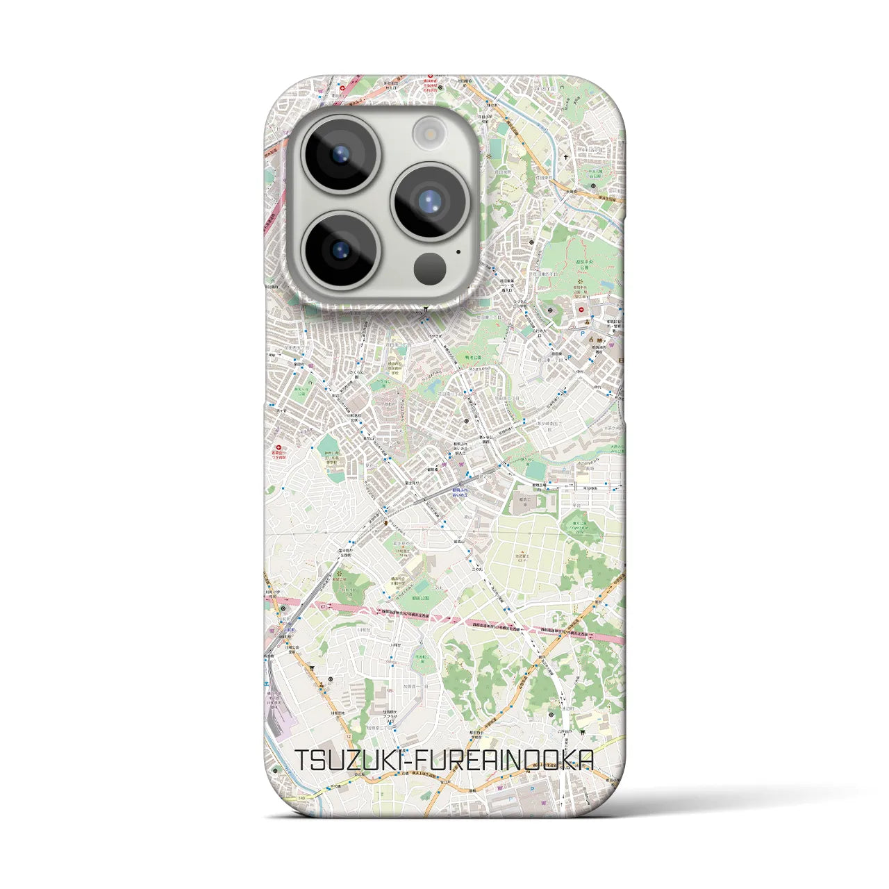【都筑ふれあいの丘】地図柄iPhoneケース（バックカバータイプ・ナチュラル）iPhone 15 Pro 用