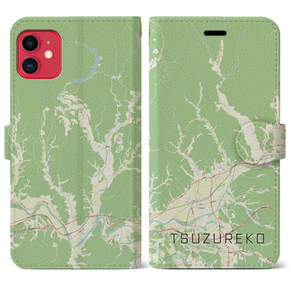 【綴子（秋田県）】地図柄iPhoneケース（手帳タイプ）ナチュラル・iPhone 11 用